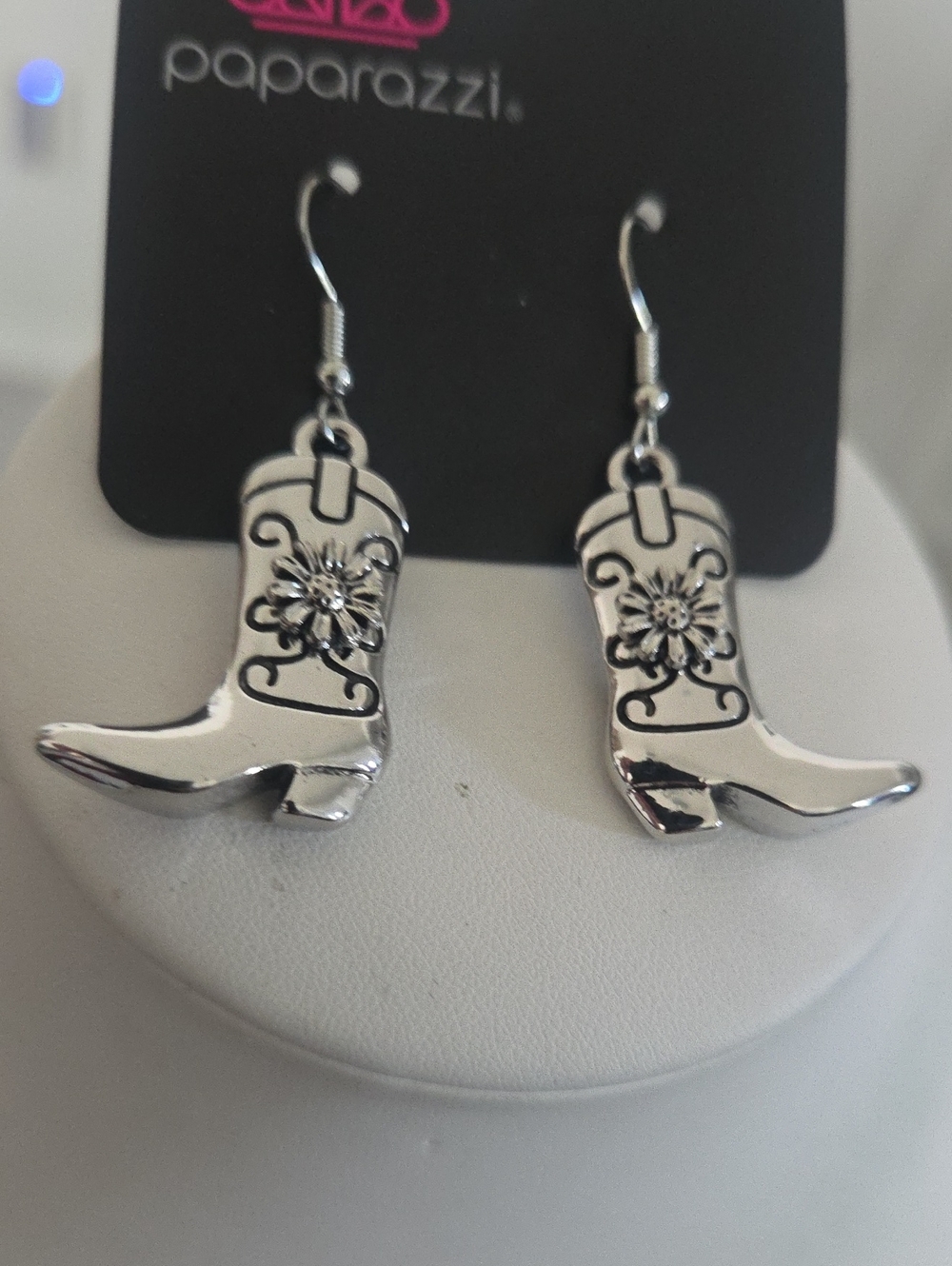 Paparazzi Beloved Boots Silver Eartings NWT